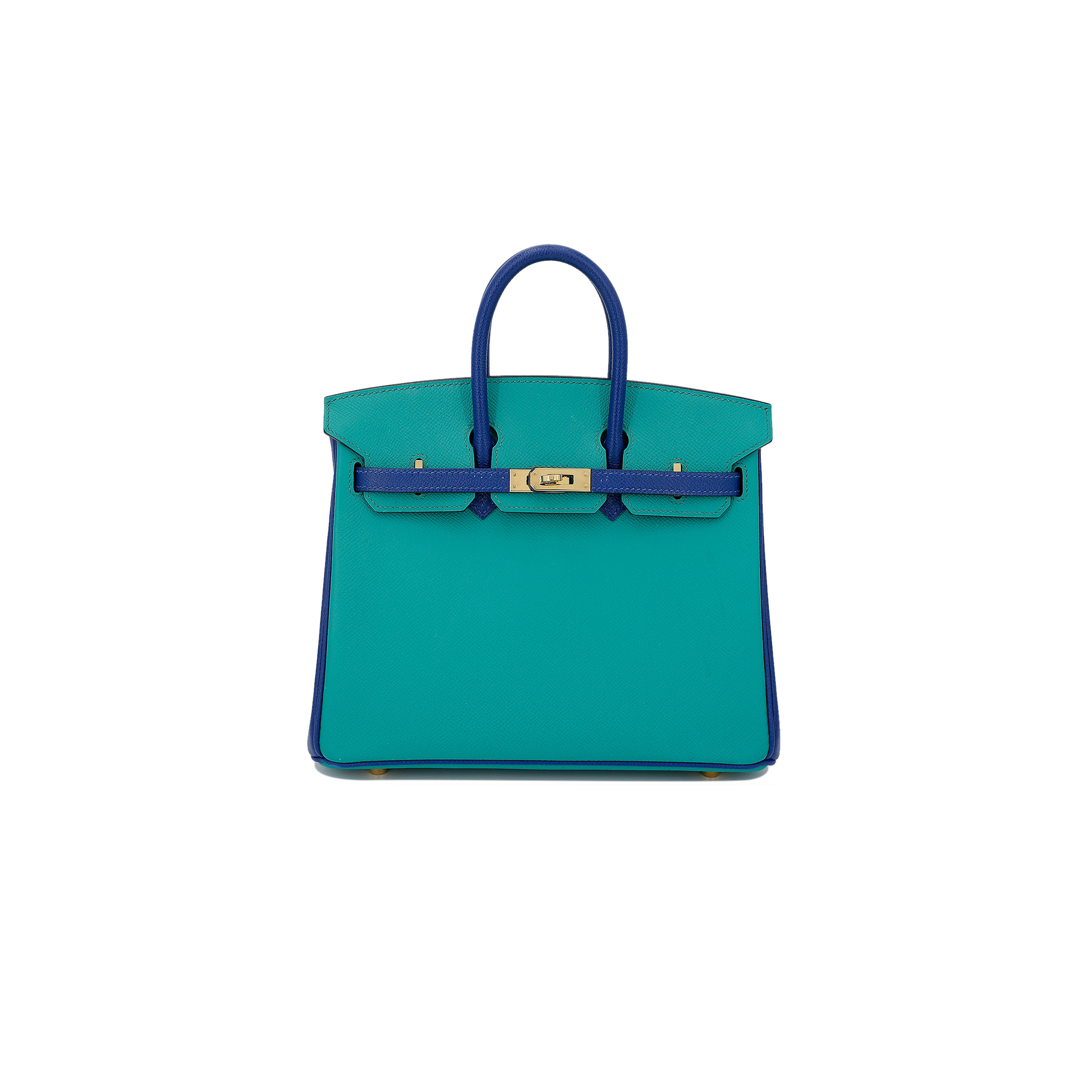H**mes master birkin 35 epsom in malachite green and aqua blue with gold buckle h028369ck33 (35*28*18cm)